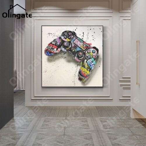 Abstract Graffiti Art Game Handle Canvas Painting Modern Colorful Animals Plants Wall Picture Print One Piece Wall Art Home Deco