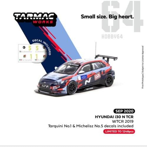 Tarmac Works cars 1:64 Hyundai i30 N TCR WTCR 2019 Collection of alloy car