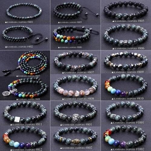 Natural Stone DIY Kambaba Jaspers Bracelet 7 Chakra Bracelets Faceted Beads Healing Reiki Spiritual Yoga Women Men Jewelry