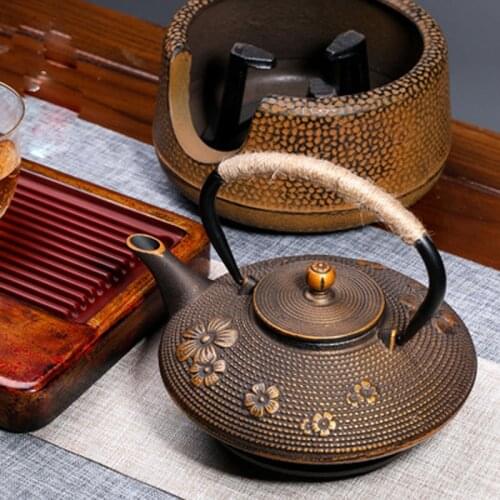 900ml Cast Iron Pear Blossom bamboo leaf Tea Kettle Teapot Tea Accessories Tea Set House Decor Tea Lovers