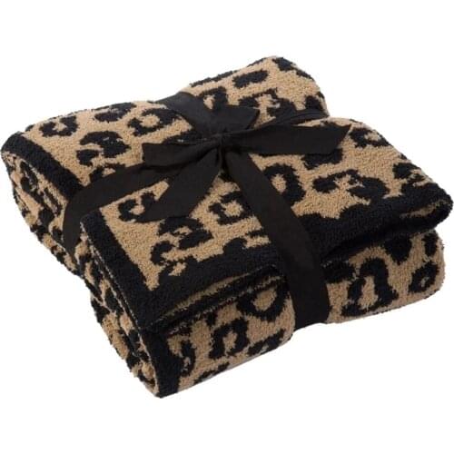 Leopard Print Fleece Blankets High-grade Chubby Blankets and Sofa Blankets Comfortable Lightweight Chic ThinThrow