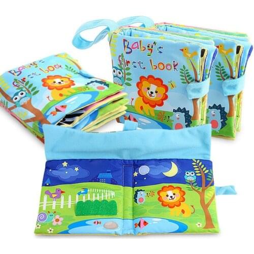 Big Size Baby Cloth Soft Books Early Childhood English Self-adhesive 3D Handmade Cloth Book Cartoon Animal Creative Kids Toys