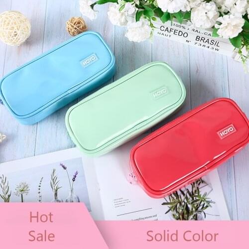 Creative School Pencil Case for Students Penalty 2021 Kawaii Zipper Pen case Bag Pouch Solid Color Japanese Stationery Supplies