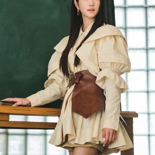 Summer Dress 2020 Korean TV Star 서예지 Mini Shirt Dress With Belt Woemn Party Dress Streetwear Vestidos de fiesta