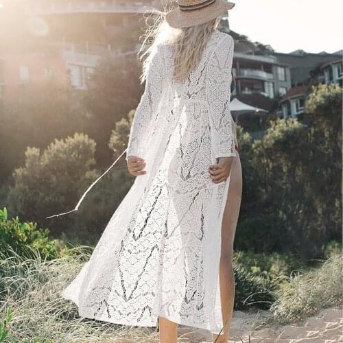 Summer Lace Croche Women Sexy Crochet Bikini Cover Up Floral Bathing Swimwear Beach Suit Summer Dress Tops Biquini 2021