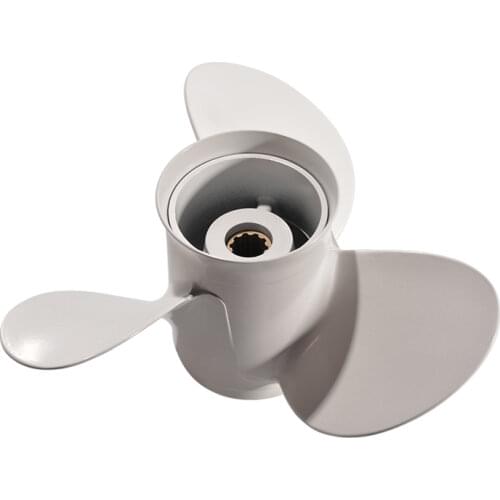 Marine Boat Outboard Propeller 9 7/8 x 13 Aluminum Alloy For Yamaha 20-30HP Right-hand Rotation 3 Blades White 664-45949-02-EL