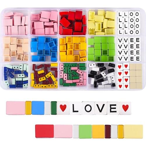 LOVE letter beads square rainbow tiles bead Japanese seed beads kit metal enamel myuki half tila braclet making charms 2020 gift