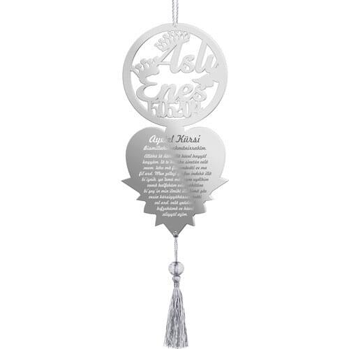 Meşgalem Double Sided Personalized Is Ayetel Kursi Plexi Car Rearview Mirror Ornament-L25