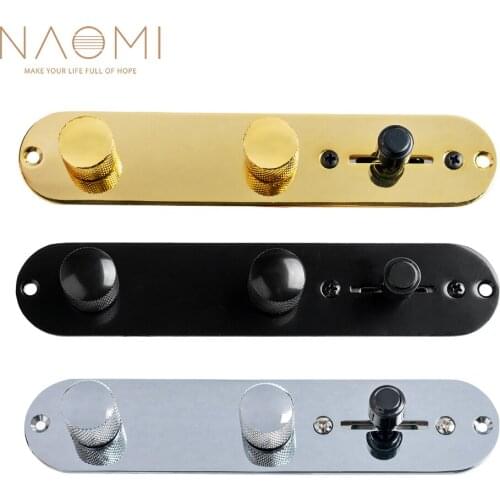 NAOMI Chrome/Gold/Black 3 Way Loaded Metal Prewired Guitar Control Plate With Wiring Harness Knobs Compatible For TL Guitar