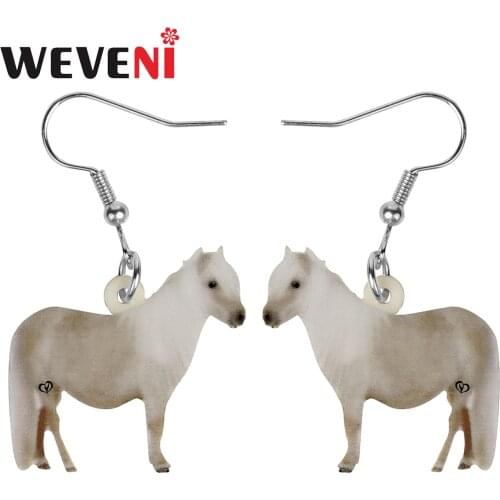 WEVENI Acrylic Elegant Cute Horse Earrings Sweet Farm Animal Dangle Drop Jewelry For Women Kids Friends Classic Gift Jewellery