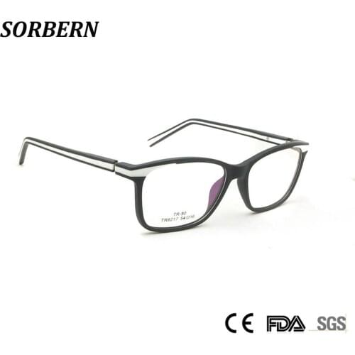SORBERN Unisex TR90 Optical Frames Men Square Eyeglasses Spring Hinge Myopia Glasses Women Light Weight Prescription Eyewear