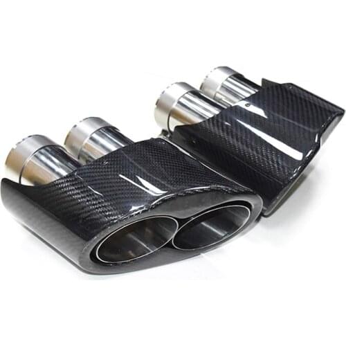 1 Pair Carbon Fiber Exhaust Tip For Audi RS3 RS4 RS5 RS6 RS7 A3 A4 A5 A6 A7 Double Inner Muffler Tip Exhaust System