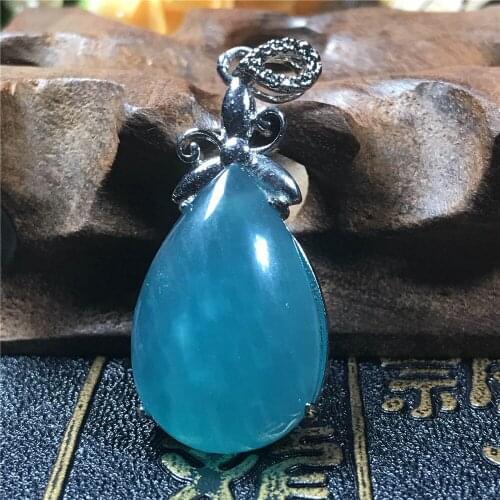 Real Natural Amazonite Pendant Jewelry For Woman Lady Man Crystal Silver 40x18x9mm Beads Mozambique Water Drop Stone AAAAA