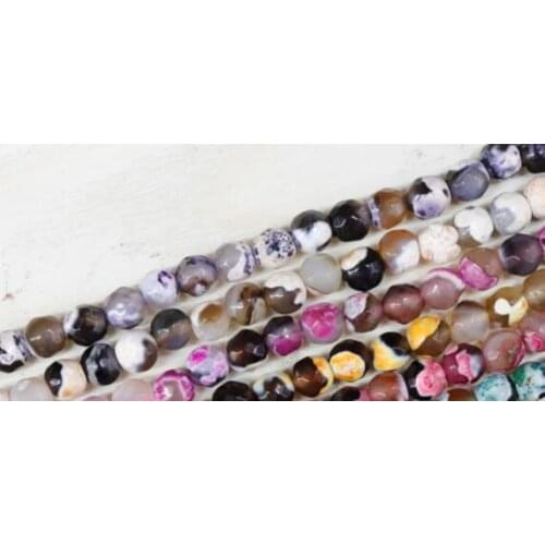 Natural Stone Yellow blue purple coffee Faceted Fire Agates Beads Loose Beads 4 6 8 10 12mm for Jewelry Making Bracelet DIY
