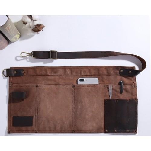 Nordic Waterproof Short Apron Pockets Barista Barber Shop Kitchen Cooking Cute Waxed Canvas Delantal Christmas Gifts For Men E5