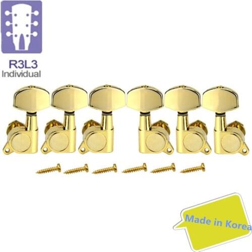 NEW Set of Guitar Machine Heads Tuners 3L3R Tuning Pegs Keys Gold Gear Ratio 15:1 Large Button,Made in Korea