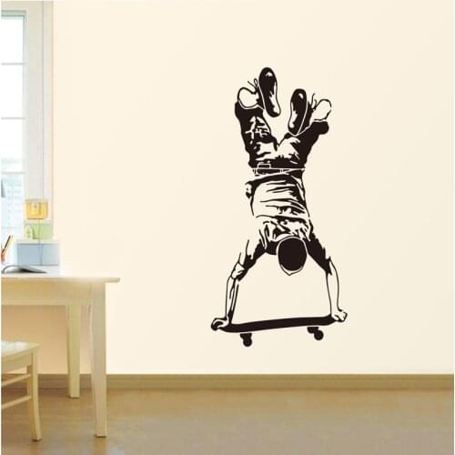 Inverted skateboard Sport Wall Sticker for Children boy rooms decoration living room Mural Decals stickers home wallpaper