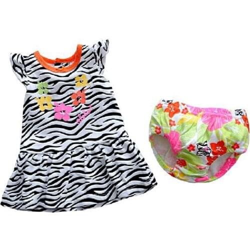 Zebra Baby Girls Dresses Newborn Clothes Sets sleeve dress baby girl clothing bebe underpant