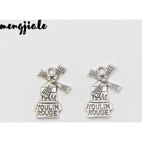 22pcs/lot Antique Silver Metal Windmill Charms for Jewelry Making Diy Zinc Alloy European Windmill Pendant Charms 20*14mm