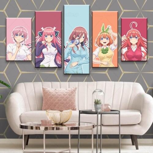 Home Decor Poster Pictures Prints Canvas 5 Piece Modular The Quintessential Quintuplets Anime Living Room Decorative Paintin