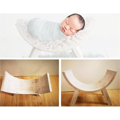 Newborn Photography Props Do Old Solid Wood Props Semi-round Stool Photo Studio Children Props Crescent Stool Posing Props