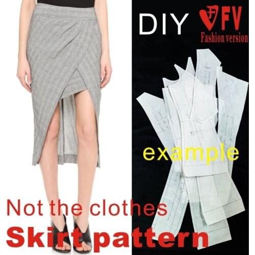 DIY handmade clothing cutting design drawing custom womens fashion half skirt mid skirt pattern TBQ-7