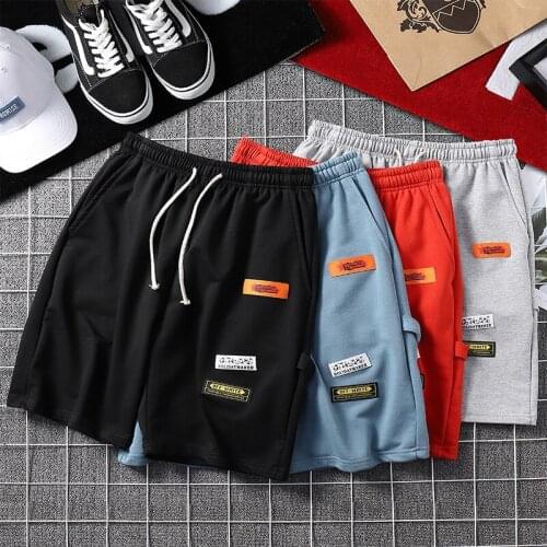 Black Men Clothing 2020 Summer Shorts Men Polyester Elastic Waistline Sweatpants for Men Orange Short Polyester Homme Fashion