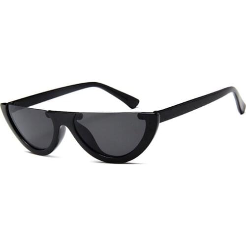 Half frame sunglasses Hong Kong style female retro hip-hop male color transparent travel sunglasses