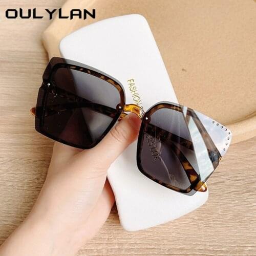 Oulylan Oversized Rimless Sunglasses Women Retro Sun Glasses Men Luxury Brand Design Outdoor Goggles UV400 Small Hole Decoration