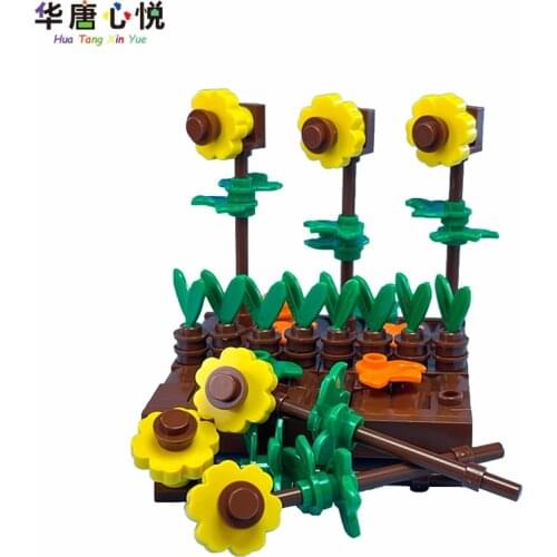 Compatible City Sunflower Field Bouquet Flowers Plants Decoration Toys For Children Building Blocks DIY Gifts Interesting Brick