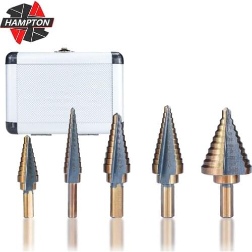 5pcs HSS Step Drill Bit Set Triangle Shank Hole Cutter Straight Groove Core Drill Bits HSS Cobalt Step Drill Bit With Aluminum C
