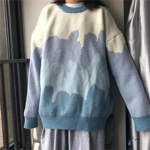 Loose Pullovers women sweater coat clothes Autumn winter new college style 2 colors o-neck sweater female students Korean style