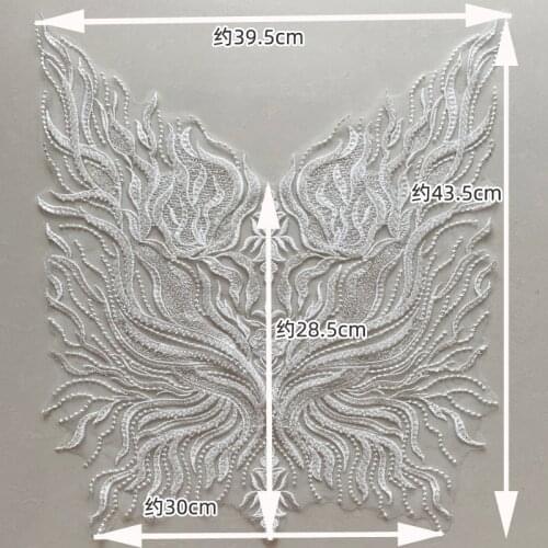 Heavy BeadedE mbroidered Applique Medallions Piece Lace For Wedding Bridal Dress Applique Lace Flower