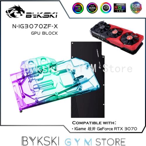 Bykski GPU Water Block For Colorful GeForce RTX 3070 NB-V, Graphics Card Liquid Cooling,With Backplate VGA Cooler, N-IG3070ZF-X