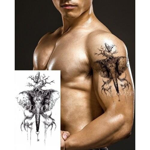 Waterproof Temporary Tattoo Sticker Elephant Owl Antler Tree Key Element Fake Tatoo Flash Tatto Arm Back Art for Women Men