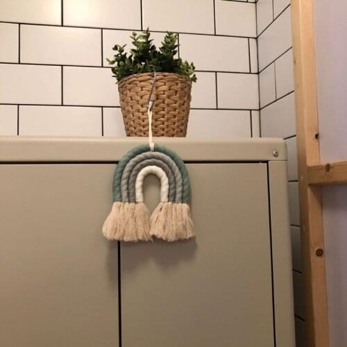 W3JE Macrame Rainbow Wall Hanging Decorative Colored for Boho Home Decor, Party Supplies, Baby Shower, Nursey Dorm Room