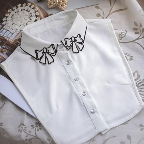 YSMILE Y New Style Embroidered Black Bow Tie Detachable Collar White Lace Fake Collar Removable Shirt Accessories P2271