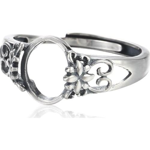 Ring Blank for 7x10mm/12x15mm Oval Cabochons Thai Sterling Silver Adjustable Band Ring Setting SR0028