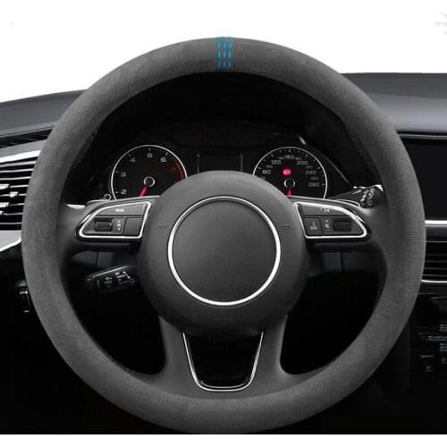Suede Leather Car Steering Wheel Cover Anti-Slip For Buick Regal Hideo Encore Lacrosse GL6 GL8 Excelle XT Verano Envision 38cm