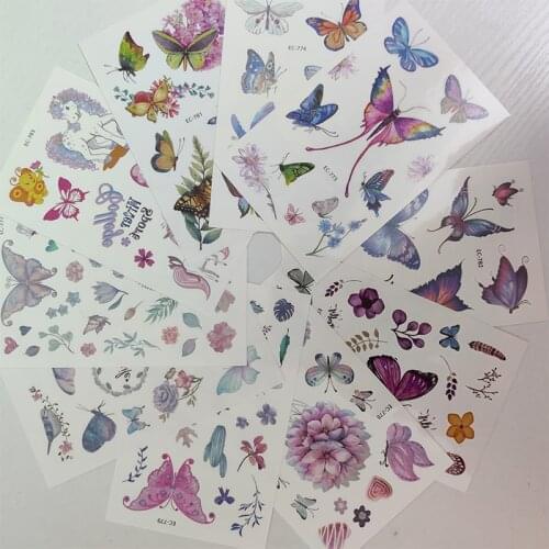 10pc Children Temporary Tatoo Sticker Waterproof Fake Tattoo Cartoon Beautiful Butterfly Flowers Tattoos Hand Foot Tatouage Boy