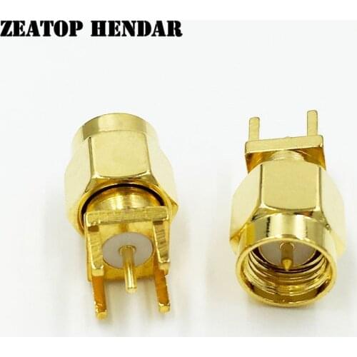 1000Pcs Brass SMA Male Jack Thru Hole Plug PCB Mount Connector Straight Solder RF Coax Adapter