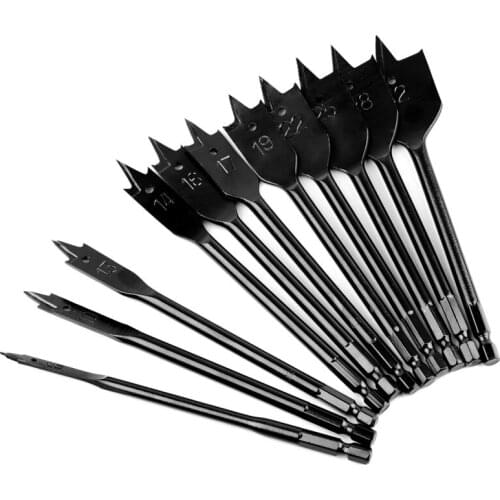11pcs/set flat drill bits 3-point woodworking opener with hexagonal handle wood working tools 6-32mm