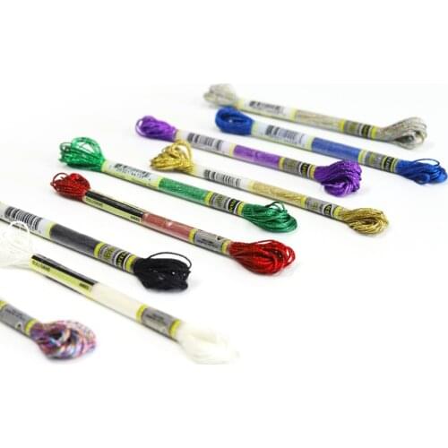 19 Colors Art 317W 6 Strands 8M High Sheen Colors Metallic Embroidery Floss Cross Stitch Thread Super Deal Light Effect Floss