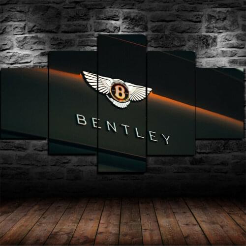 2020 Bentley Luxury Car Logo Poster 5Pcs Canvas Picture Print Wall Art Canvas Painting Wall Decor for Living Room Poster Framed