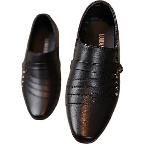 2021 Kids Shoes Wedding Leather Shoes Soft Hand Feeling Children Infant Baby Boys British Style Student Perform Casual Shoes