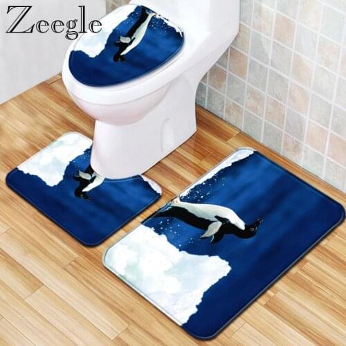 Zeegle Bath Mat 3pcs Bathroom Mat Set Anti Slip Toilet Pedestal Rug Bathroom Doormat Shower Mat Absorbent Toilet Cover Seat Mat