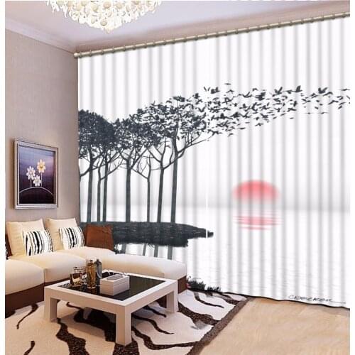 3D Curtain Photo Customize Size Black And White Scenery Trunk Curtain Bedroom Living Room Office Cortinas Breakdown Bathroom