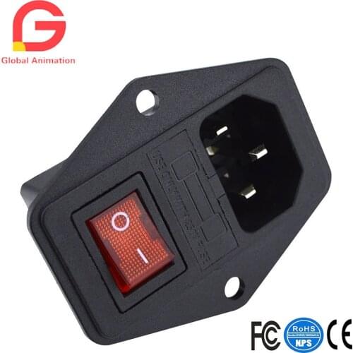 4 pcs Inlet Module Plug 5A Fuse Switch Male Power Socket 10A 250V 3 Pin IEC320 C14