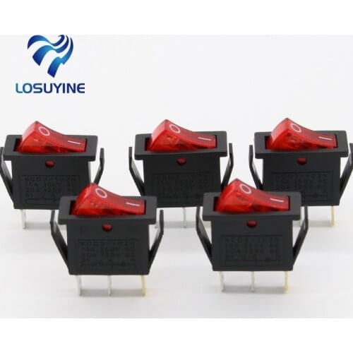 5pcs/lot RED LED Light 3PIN SPST ON/OFF G132 Boat Rocker Switch 15A/250V 20A/125V Car Dash Dashboard Truck RV ATV Home