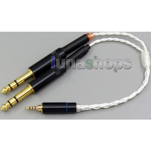 63*0.1mm Extremely Soft Hi-Res 7N Pure Silver plated Earphone for 2.5mm TRRS balanced To Dual 6.5mm plug Cable LN006236